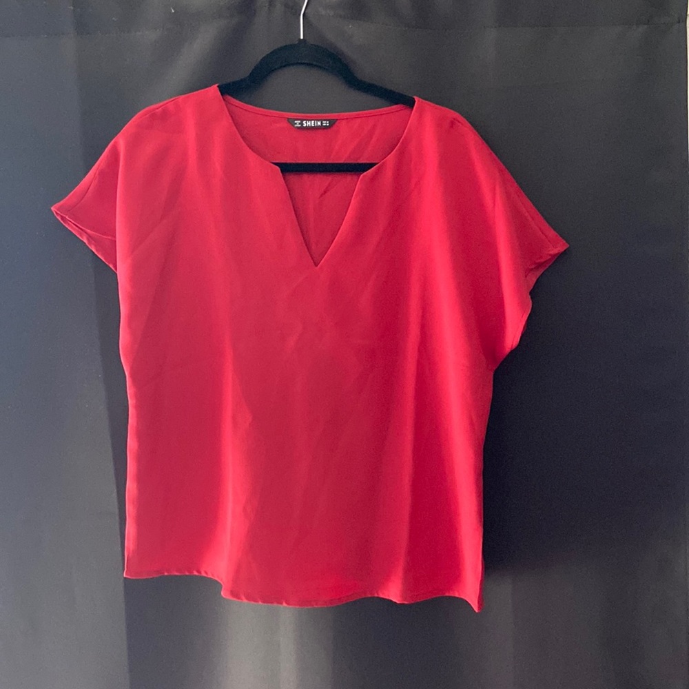 Wine red, loose-fitting business casual blouse size Medium from Shein